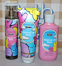 Bath and Body Works Peeps Peepin' It Real Mist Body Cream Body Wash 3 Piece Set