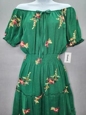 Anthropologie Kindred Green 2X Embroidered Boho Maxi Dress Lined Smocked