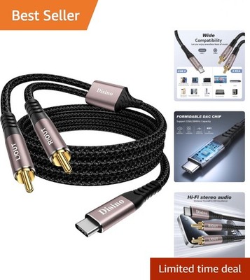 3.3ft USB C to RCA Audio Cable   Plug & Play, Tangle-Free Convenience