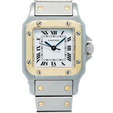 Cartier Santos Carree 18k YG Two Tone White Dial Auto Women's 24mm 2