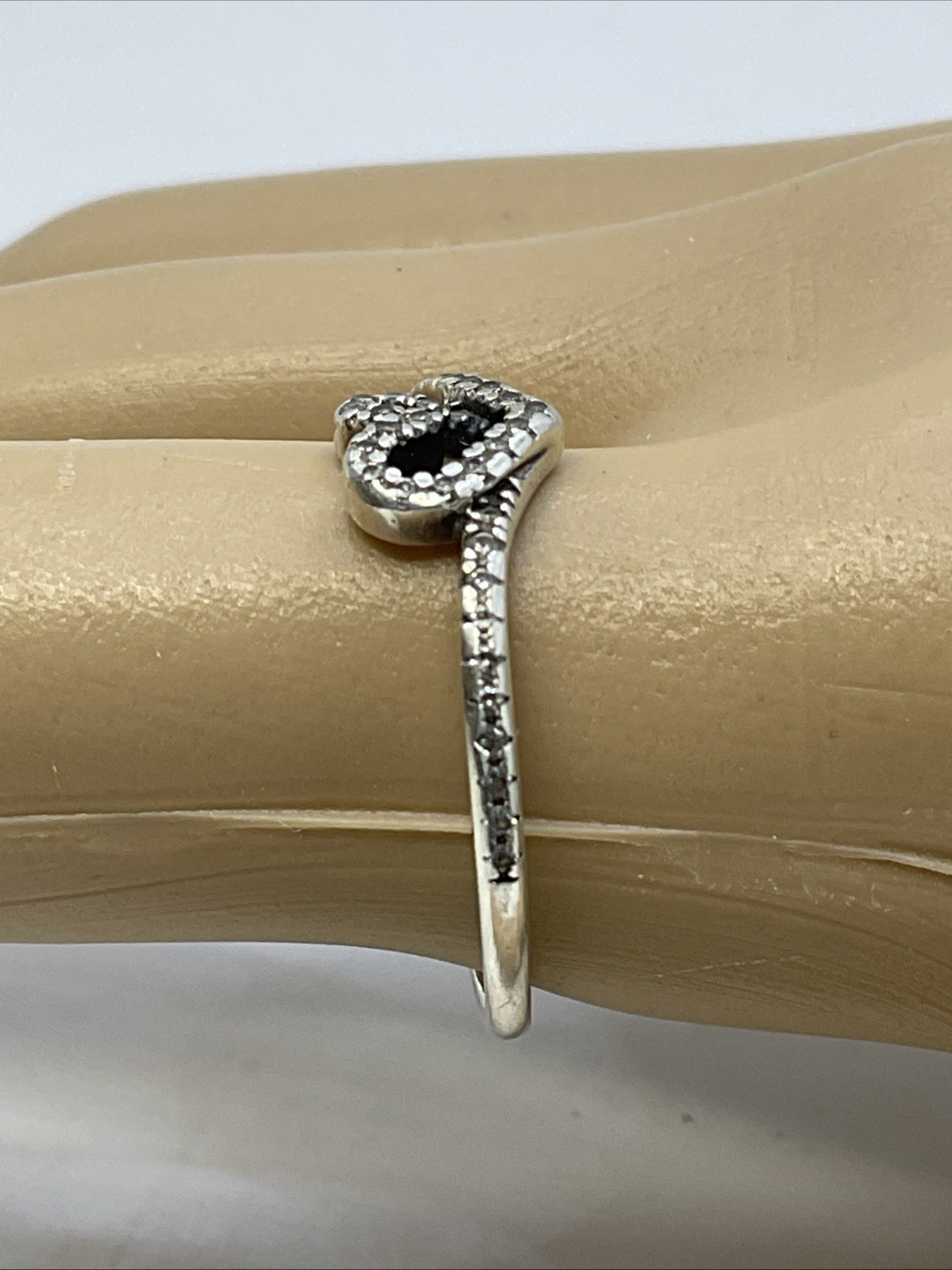 HEART Ring Solid 925 Sterling Silver White CZ 7mm… - image 6