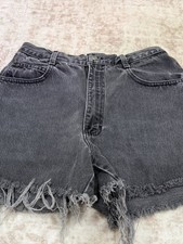 Vintage Gitano High Waisted Faded Black Denim Shorts Cutoffs Size 10