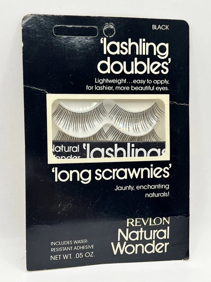 REVLON Natural Wonder Lashling Doubles LONG SCRAWNIES Black False Eyelashes NOS - Image 3 of 4