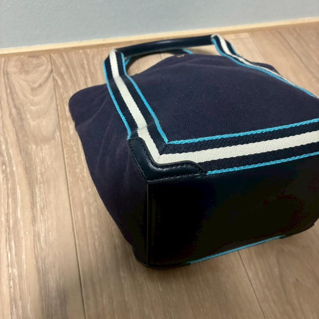 Anya Hindmarch Navy Ribbon Logo Canvas Leather Tote Bag, Excellent