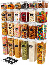 Plastic Airtight Food Storage Containers Set with Lids 24 Pack Kitchen Pantry