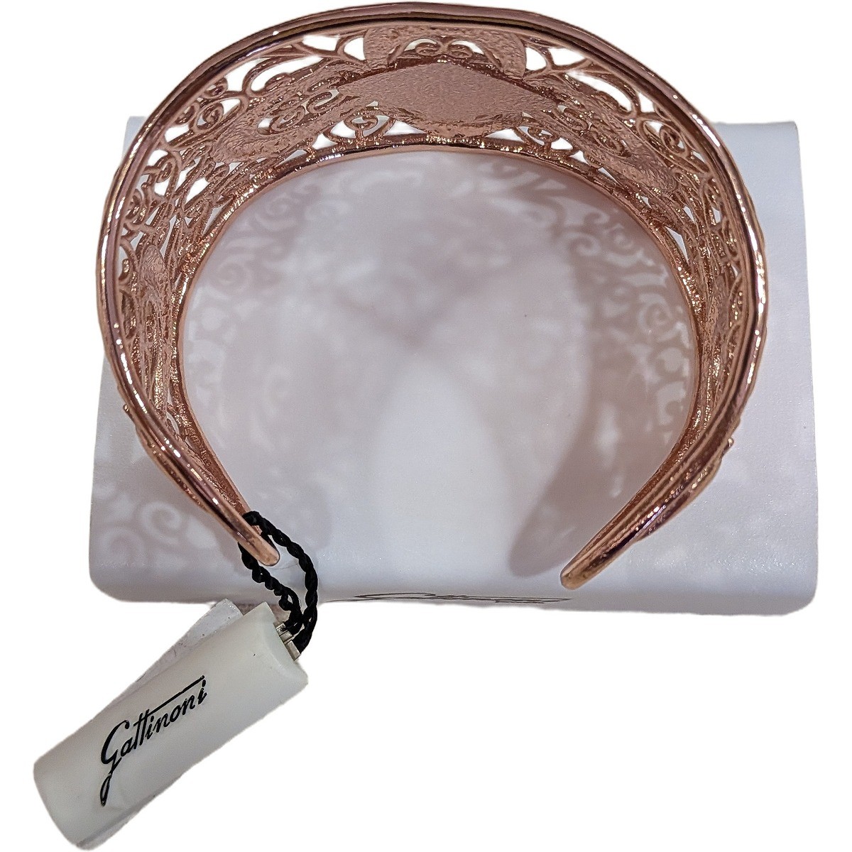 Bracciale rigido donna Gattinoni oro rosa filigrana con medaglione — foto 4