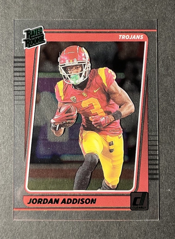 Jordan Addison Panini Chronicles Draft Picks Clearly Donruss #42 Green