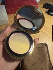 Stratton England Gold Tone Floral Round Compact Mirror w/ Box Puff Pouch — photo 3