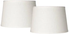 Lamp Shades Set of 2 White Small Hardback Drum 10" Top x 12"B x 8"H