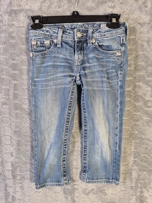 Miss Me Girl Jeans 10 Blue Capri Denim Pant Bling Rhinestone Casual Western
