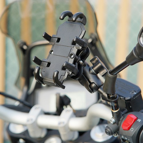 Auto Mirror Mount Type Motorcycle Phone Holder Shock Absorbing 8 Claws Fixed - Photo 2 sur 12