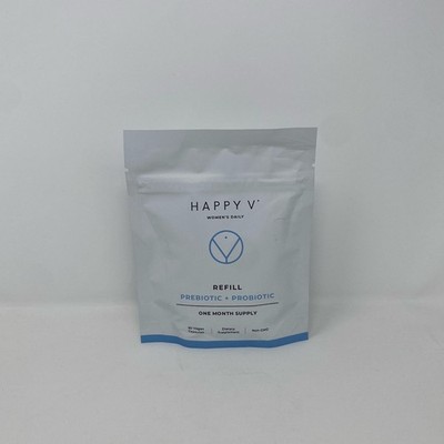 Happy V Women s Prebiotic + Probiotic Refill 60 Vegan Caps White/Blue