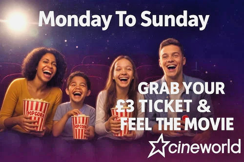 2 x Code - £3 Cineworld Ticket *E-Code* Monday - Sunday - Quick Delivery