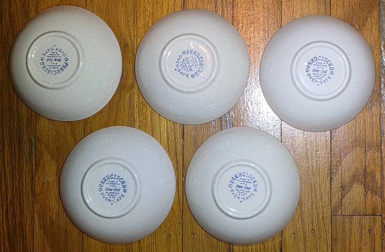 Set 5 Vtg MCM Atomic Franciscan Starburst Dessert Berry Fruit Sauce Bowls 4.75"