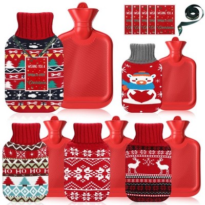 5 Pcs Christmas Hot Water Bottle with Knitted Cover and Inspirational Cards 1...