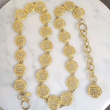 Vintage Gold Tone Chain Belt Heavy 33"-37.5" Waist 80s Express