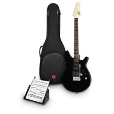 Rogue RR100 Rocketeer Electric Guitar With Music Stand and Gig Bag Black