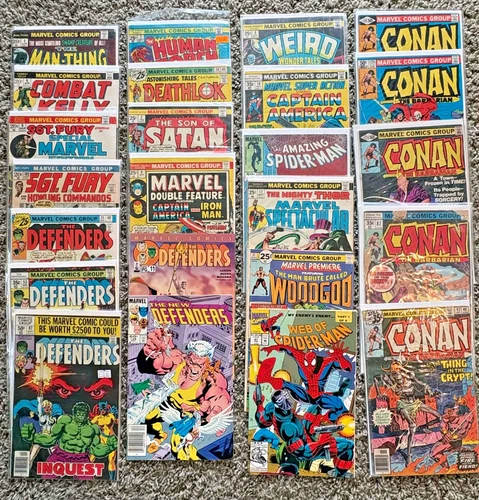 LOT OF 48 Vintage Marvel Comics Defenders, Iron-Man, Spider-Man, Conan, etc