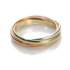 9ct Gold 2mm Yellow White & Rose Russian Wedding Band / Rings -Size K-S