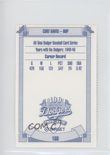 1990 Target Dodgers 100th Anniversary Curt Davis #168 0q3 | eBay