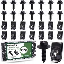 30Pcs Automotive Body Bolt & U-Nut Clips Kit, Multipurpose Fender Bolts Body Fas
