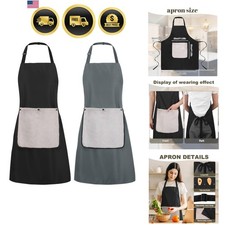 2 Pack Waterproof Kitchen Apron with Removable Towel Pockets