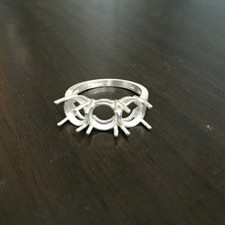 925 Sterling Silver Blank 3 Stone Round 5x5mm Ring-Handmade Semi Mount Setting
