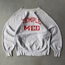 Vintage Champion Reverse Weave Temple Med Crewneck Sweatshirt Grey Made in USA