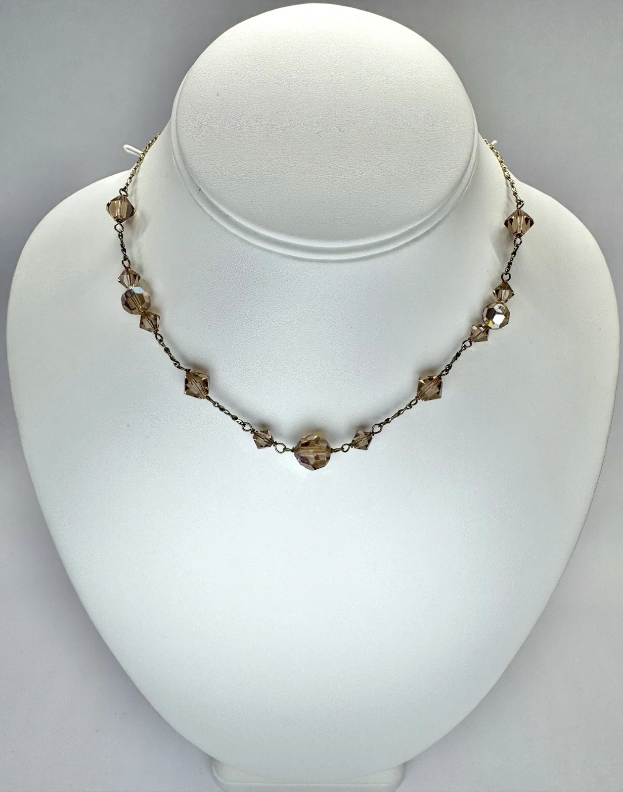 GIVENCHY Faceted Rootbeer Brown Crystals Chocker Vintage Necklace Jewelry N124