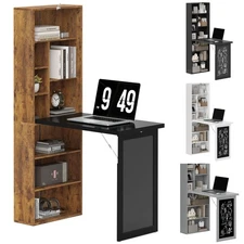 HOMCOM Convertible Desk with Blackboard & Shelf Multi-Function Table