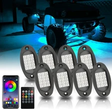 ROCCS 8 Pods RGB LED Rock Lights, Waterproof Under Body Glow Light Lamp Rock Kit