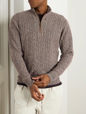 $2560 LORO PIANA Treccia Mezzocollo 100% Baby Cashmere Sweater 52