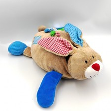 Grand Doudou lapin marrron bleu rouge étoiles LIEF - 34026