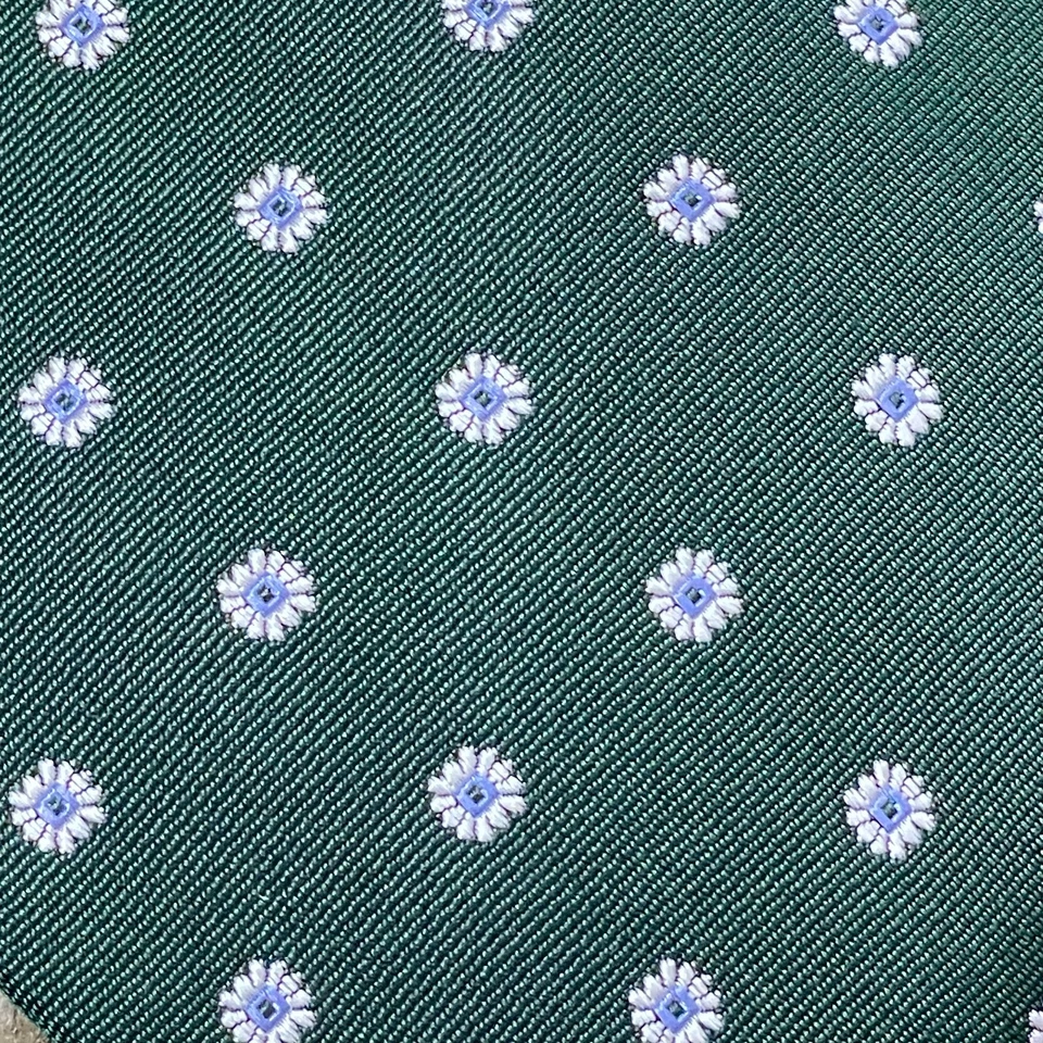 Corbata de seda floral verde Suitsupply 3" x 59" estilo Ivy League dinero antiguo nueva con etiquetas Foto 4 de 4