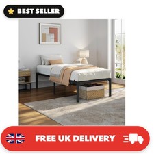 36cm Single Metal Bed Frame 3ft, Heavy Duty Steel Slat Support