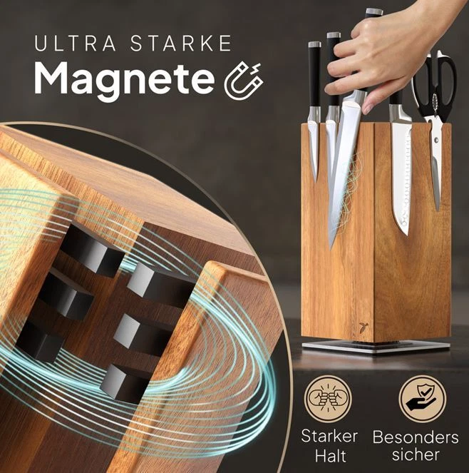 Mahona Drehbarer Messerblock Messerhalter Edles Akazienholz Magnetisch 01B11301 - Bild 4 von 4
