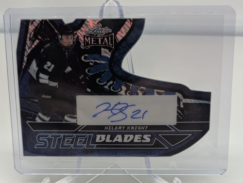 2025 Leaf Metal Hockey Legends Steel Blades Blue Shimmer Hillary Knight Auto 5/8