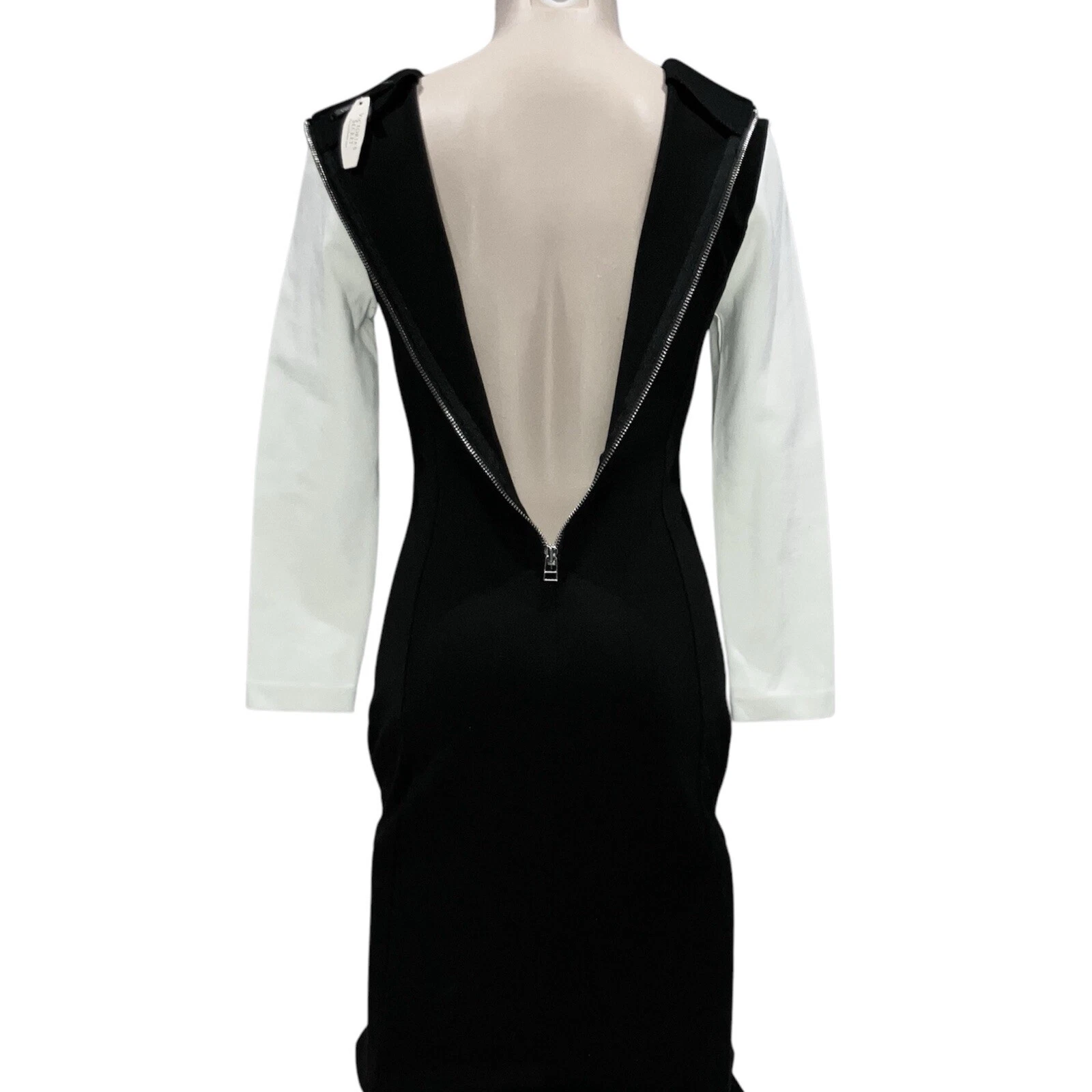 UNDERCOVER Abito manica lunga Victoria's Secret nero bianco colorblock taglia 0 bodycon donna