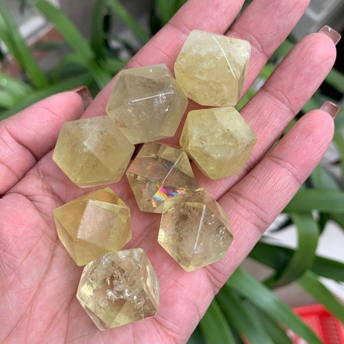 14 varita de cristal de cuarzo citrino natural de poliedro punto doble 5 piezas - Imagen 10 de 10
