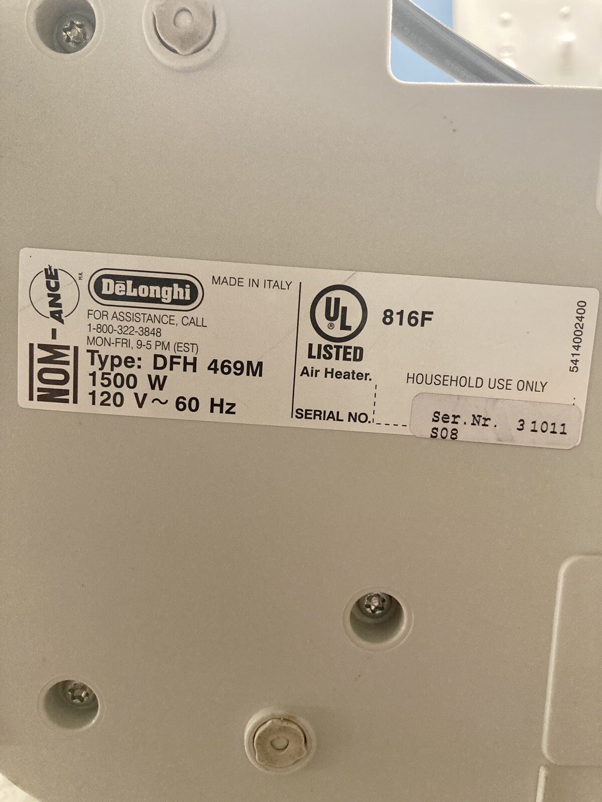 Delonghi Safe Heat DFH 469M Oscillating Heat Small Portable Personal Heater eBay