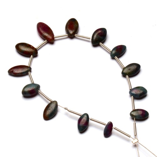 Natural Ruby Zoisite Gems 7x4 to 10x6 mm Smooth Marquise Shape Beads 5" Strand - Picture 5 of 6