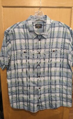 Quicksilver Waterman Collection Hawaiian Shirt Button  Men's Large Short Sleeve