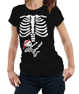 Pregnant Woman Skeleton Karate Maternity Funny Mom Mum Mother T