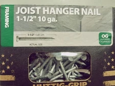 25 LBS BULK  10ga Huttig-Grip 1-1/2” Framing Joist Hanger Nails,Galvanized - NEW