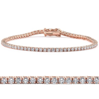 2,4 kt Damen Tennis Armband 100 % natürliche Diamanten in 14 Karat Roségold 7 Zoll