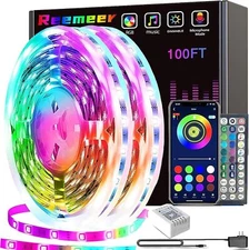 Led Lights 100ft2 Rolls Of 50ft Smart App Control Music Sync Led Strip Lights 