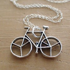 Collar con dije de bicicleta - Plata de ley 925 - Bicicleta ciclista ciclista