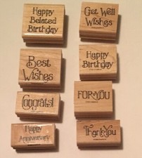 LOT OF 8 Stampin' Up STAMPS  Wood Mount