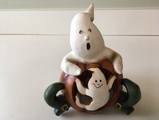 Halloween Pumpkin Ghost Figurine Lighted with Sound