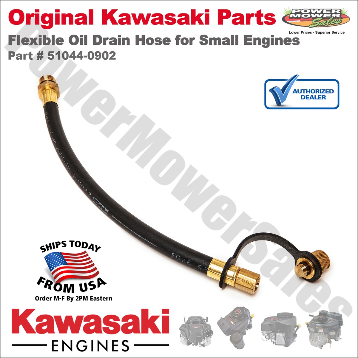 ks0623 ページ Genuine OEM Kawasaki Flexible Oil Drain Hose for Small Engines